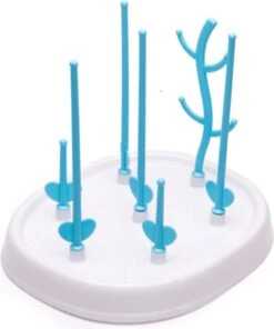 Merkloos Babyfles Droogrek - Flessen Droogrek - Afdruiprek Met Lekbak - Afwasrek - Baby Flesjes Droogrek - Flessenrek - Kraamcadeau - Baby Cadeau - Blauw -Happy Horse Winkel 1001x1200