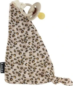 Louka Speendoekje Driehoek Panter Licht - Hydrofiel Katoen - Bruin - Speenknuffel - Excl. Bibs Speen