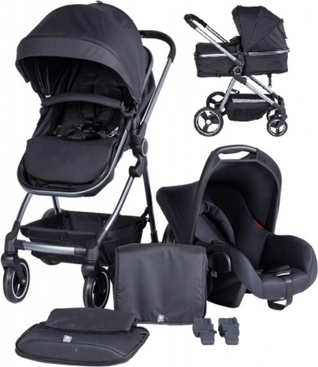 Puck Stroller 3 In 1 Max Zwart Met Frame Antra Incl Autostoel/Adapter/Mamabag 3 Puck Stroller 3 In 1 Max Zwart Met Frame Antra Incl Autostoel/Adapter/Mamabag
