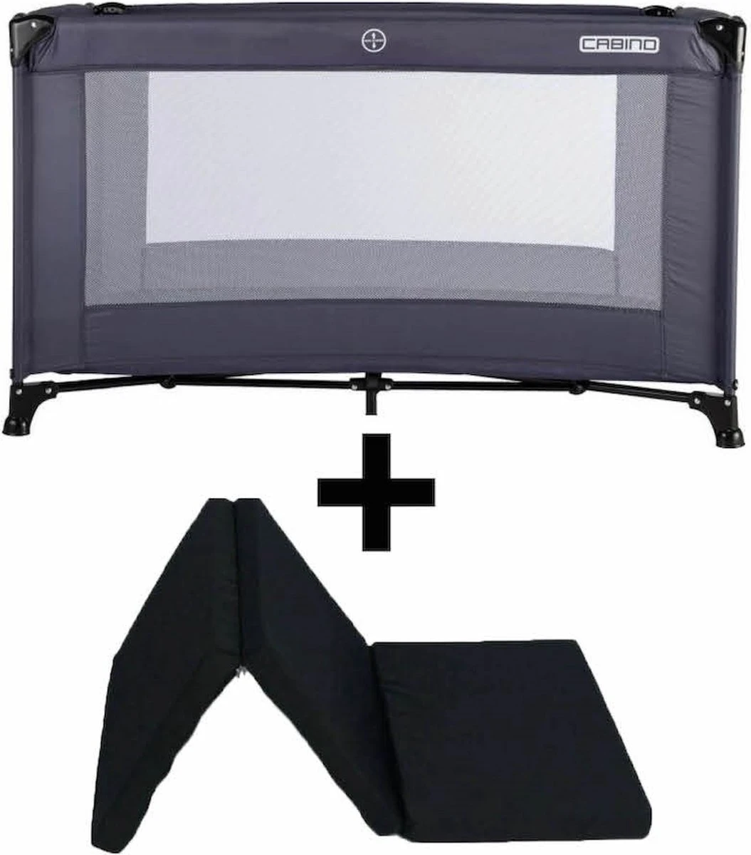 Cabino Campingbedje / Reisbed Set Inclusief Comfortabel Matras 60x120cm Grijs 3 Cabino Campingbedje / Reisbed Set Inclusief Comfortabel Matras 60x120cm Grijs