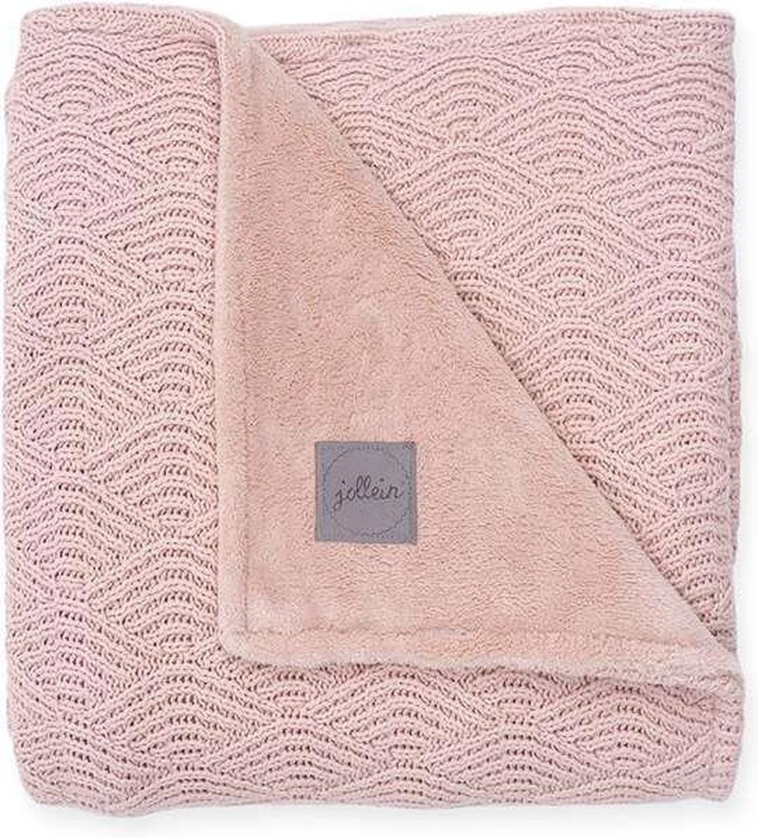 Jollein Baby Deken Wieg 75x100cm River Knit - Pale Pink/Coral Fleece 3 Jollein Baby Deken Wieg 75x100cm River Knit - Pale Pink/Coral Fleece