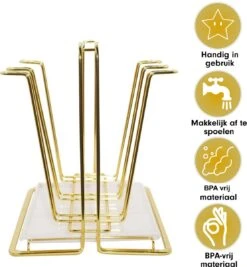 Flessenrek - Droogrek Babyfles - Flessen Rek Baby - Flessendroogrek Met Opvangbak - Afdruiprek - Afwasrek - Flessenrekje - Lekbak - Égouttoir - Goude Droogrek - Vetalo -Happy Horse Winkel 1110x1200