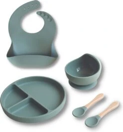 Kids Cultures | Kinderservies | Kinderbord En Kom Met Zuignap | Baby Servies | Groen