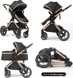 Merkloos BrightWise Luxe Kinderwagen 3 In 1 Van Voldoet Aan Alle Europese Veiligheidscertificaten - Wandelwagen - Kinderwagen 3-in-1 Incl Autostoel - Kinderwagen Maxi Cosi – Buggy 3 In 1 - Newborn - Zwart -Happy Horse Winkel 1126x1200 3