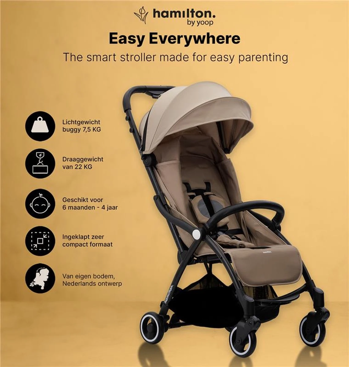Hamilton By Yoop X1 Plus Buggy – Nieuw, Hoger, Uitgebreider 2023 Model – Premium Stroller Met One Hand Folding Technologie – Kaki – Lichte, Verstelbare En Wendbare Kinderwagen Met Vele Gemakken 6 Hamilton By Yoop X1 Plus Buggy – Nieuw, Hoger, Uitgebreider 2023 Model – Premium Stroller Met One Hand Folding Technologie – Kaki – Lichte, Verstelbare En Wendbare Kinderwagen Met Vele Gemakken - Afbeelding 4