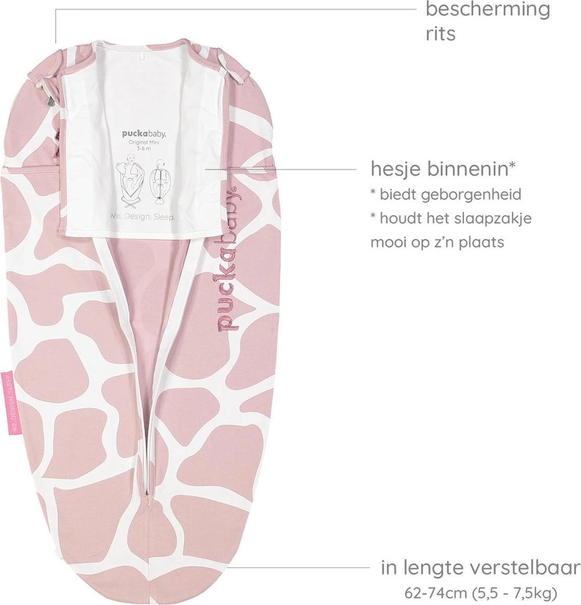 Puckababy Inbakerslaapzak Original Mini 3-6 Maanden - Giraph Candy 5 Puckababy Inbakerslaapzak Original Mini 3-6 Maanden - Giraph Candy - Afbeelding 3