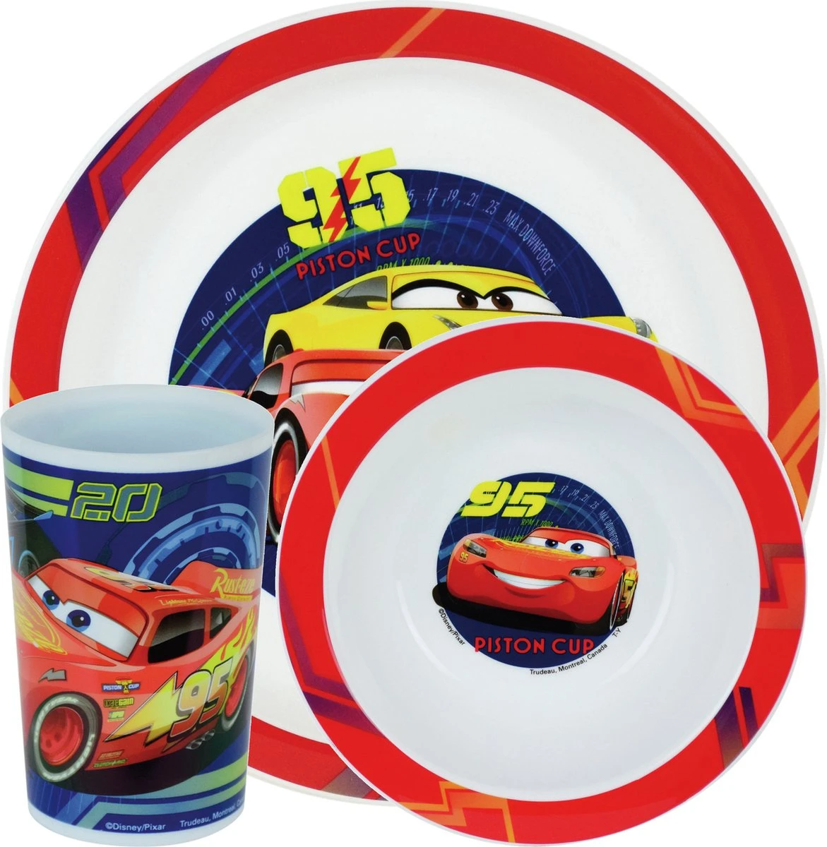 Kinder Ontbijt Set Disney Cars 3-delig Van Kunststof 3 Kinder Ontbijt Set Disney Cars 3-delig Van Kunststof