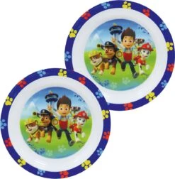2x Stuks Kunststof Ontbijtbordje Plat Paw Patrol 22 Cm - Onbreekbare Kinder Bordjes