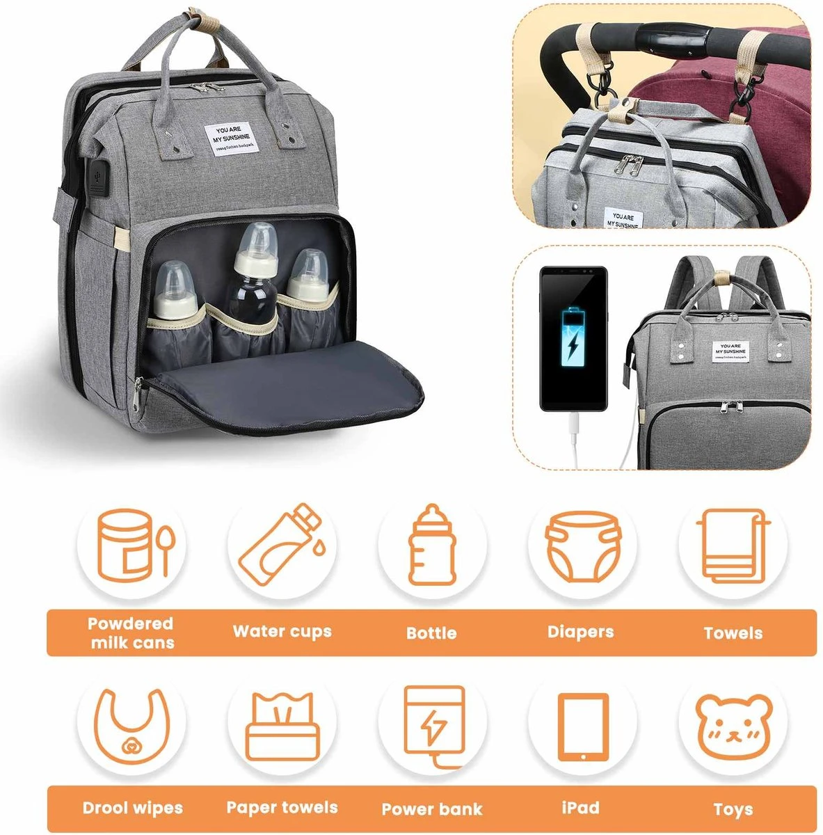 Product Plaza - Luier- En Verzorgingstas - Baby Rug Tas Met Bed - Reis Rugzak - Grote Capaciteit - Jongens En Meisjes - Grijs - Luier Tas - Verzorgingstas Baby - Uitschuifbaar Verschoon/ Slaap Bedje – Multifunctionele Rugzak 0-1 Jaar – 9 Product Plaza - Luier- En Verzorgingstas - Baby Rug Tas Met Bed - Reis Rugzak - Grote Capaciteit - Jongens En Meisjes - Grijs - Luier Tas - Verzorgingstas Baby - Uitschuifbaar Verschoon/ Slaap Bedje – Multifunctionele Rugzak 0-1 Jaar – - Afbeelding 7