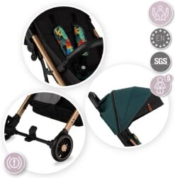 MoMi Wandelwagen - Compacte Lichtgewicht Buggy - Estelle - Green-Gold (geschikt Van 6mnd - 15kg) -Happy Horse Winkel 1183x1200 4