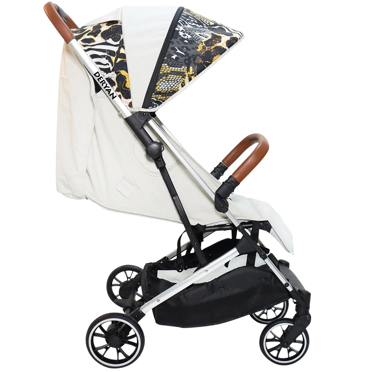 Deryan Luxe Rolo Luxe Lichtgewicht Buggy - Zoo Creme 3 Deryan Luxe Rolo Luxe Lichtgewicht Buggy - Zoo Creme