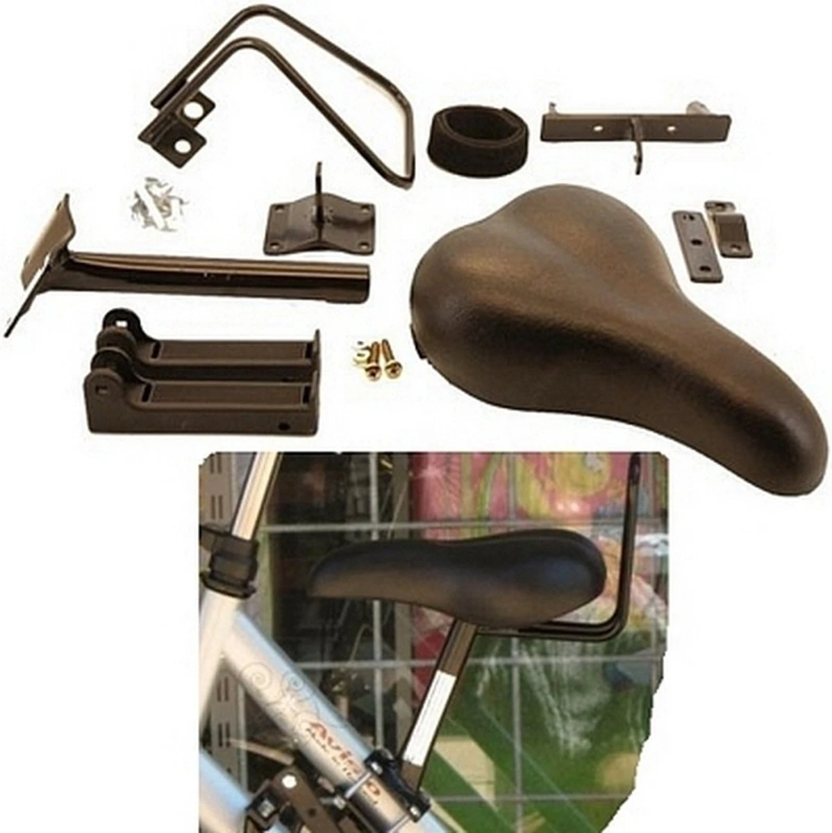 Velo Fietszadel Op Stang - Model 1 - Kinderzitje - Damesfiets 5 Velo Fietszadel Op Stang - Model 1 - Kinderzitje - Damesfiets - Afbeelding 3