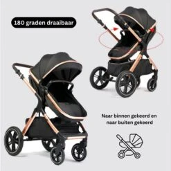 Merkloos BrightWise Luxe Kinderwagen 3 In 1 Van Voldoet Aan Alle Europese Veiligheidscertificaten - Wandelwagen - Kinderwagen 3-in-1 Incl Autostoel - Kinderwagen Maxi Cosi – Buggy 3 In 1 - Newborn - Zwart -Happy Horse Winkel 1198x1200 37