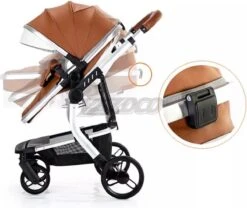 Merkloos BrightWise Luxe Kinderwagen 3 In 1 Voldoet Aan Alle Europese Veiligheidscertificaten - Wandelwagen - Kinderwagen 3-in-1 Incl Autostoel - Kinderwagen Maxi Cosi – Buggy 3 In 1 - Newborn - Leer - Grijs -Happy Horse Winkel 1200x1009 1