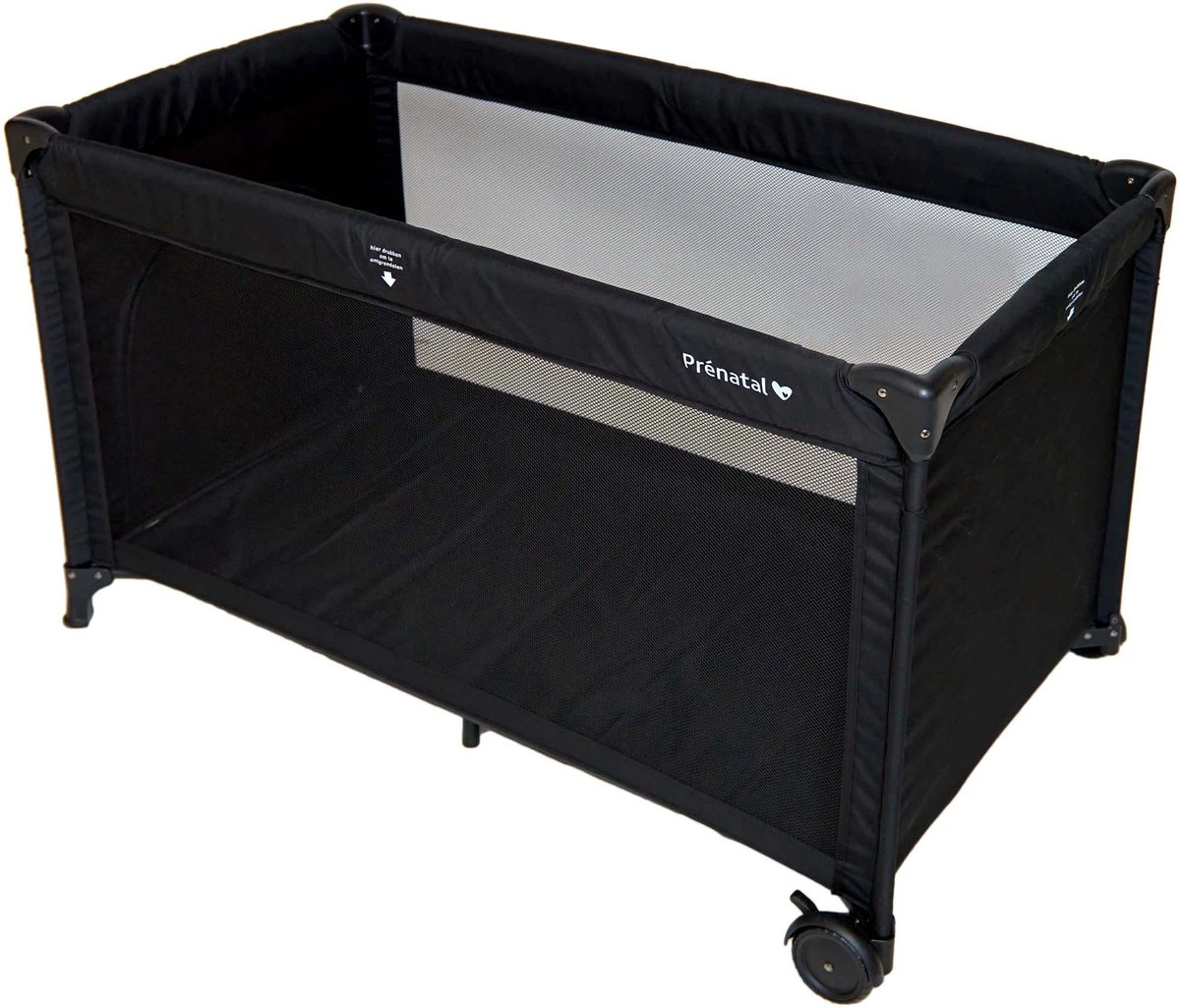 Prénatal Luxe Campingbedje Met Bodemmatras - Inclusief Draagtas - Inklapbaar Baby Campingbed - Met Wieltjes En Kruipluik - 120 X 60 Cm - Zwart 5 Prénatal Luxe Campingbedje Met Bodemmatras - Inclusief Draagtas - Inklapbaar Baby Campingbed - Met Wieltjes En Kruipluik - 120 X 60 Cm - Zwart - Afbeelding 3