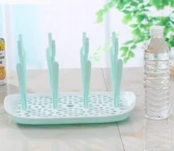 Flessen Droogrek Inclusief Borstelset - Afdruiprek Babyflessen Met Flessenborstels - Flessendroogrek Met Lekbak - Mint -Happy Horse Winkel 1200x1046