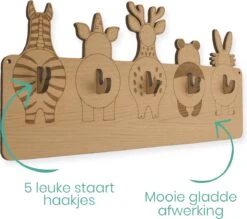 Jooba® Kinderkapstok - 5 Haken - Kapstok Met Dieren - Kapstok Hangend - Hout - Wandkapstok - Met Bevestigingsmateriaal -Happy Horse Winkel 1200x1065 3