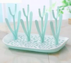 Flessen Droogrek Inclusief Borstelset - Afdruiprek Babyflessen Met Flessenborstels - Flessendroogrek Met Lekbak - Mint -Happy Horse Winkel 1200x1070