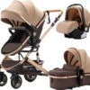 Merkloos Luxe 3-in-1 Kinderwagen - Wandelwagen - Autostoeltje - Buggy - Inklapbaar - Khaki/Bruin - 0-36 Maanden -Happy Horse Winkel 1200x1084 3
