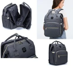 Luiertas - Multifuctioneel Luiertas 3 In 1 - Met Babybedje - Met Verschoningsmatje - Grijs - Met Usb - Met Verdikt Matras -Happy Horse Winkel 1200x1090 2