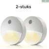 Merkloos LED Nachtlampje Plugin/stopcontact – 2 Stuks Nachtlampje Met Dag/nacht Sensor – Werkt Op Stroom – Warmlicht – Voor In De Baby/kinder Kamer