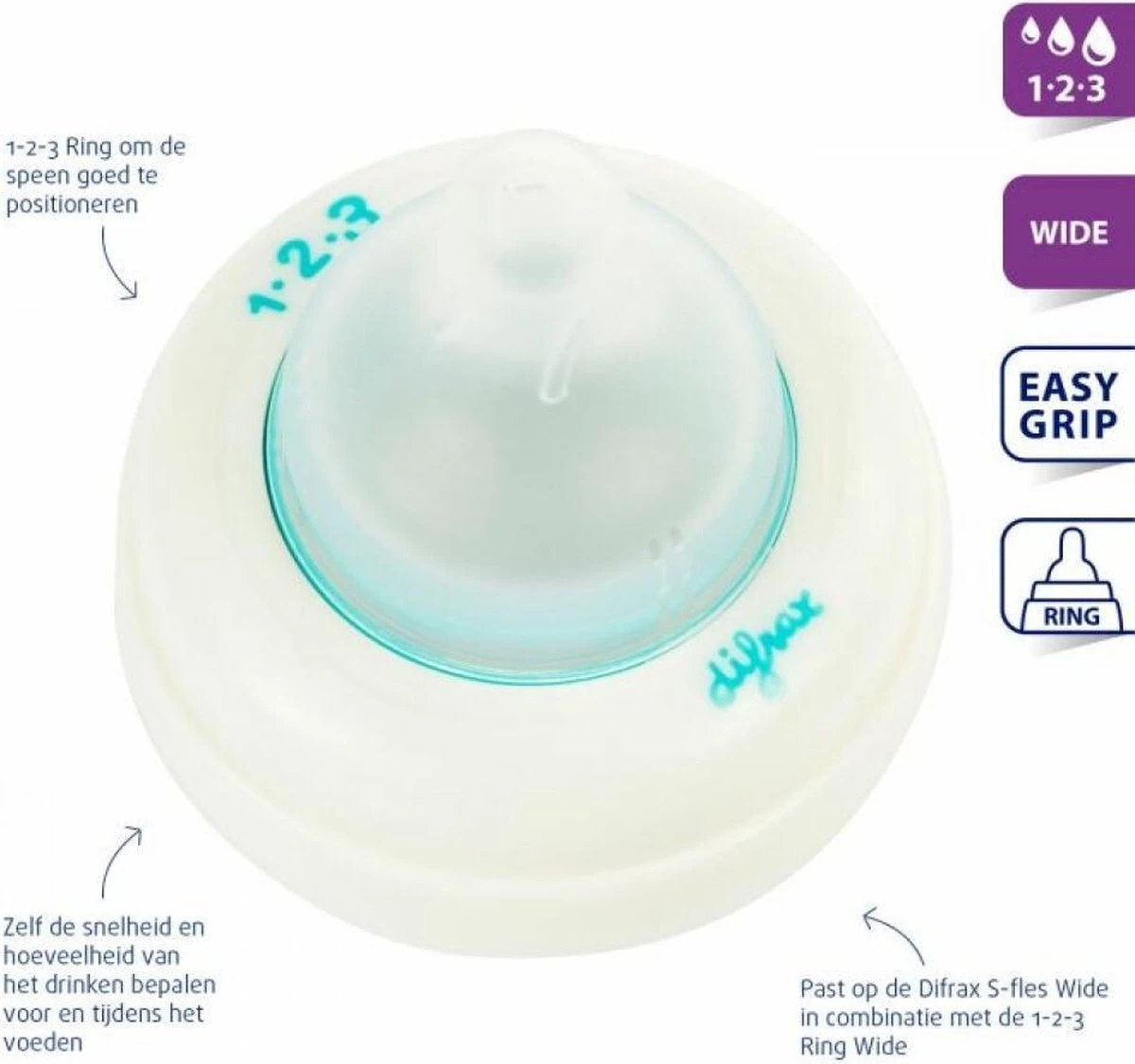 Difrax 1-2-3 Wide Flessenring Met Flessenspeen Voor Brede Babyflessen 13 Difrax 1-2-3 Wide Flessenring Met Flessenspeen Voor Brede Babyflessen - Afbeelding 11