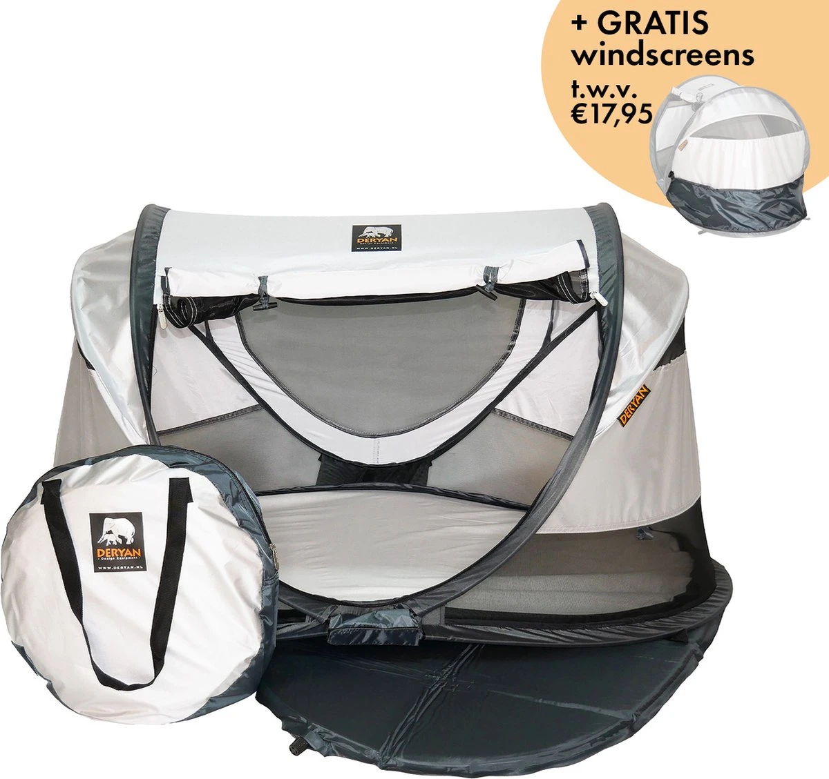 Deryan Shane Luxe 2023 Campingbedje - Baby Tent - Anti-UV 50+ - Peuterbed - Silver 3 Deryan Shane Luxe 2023 Campingbedje - Baby Tent - Anti-UV 50+ - Peuterbed - Silver