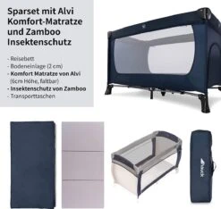 Hauck Dream N Play Plus Campingbedje Set - Met Matras En Muggennet - Navy -Happy Horse Winkel 1200x1136 7