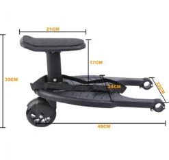 Merkloos Happyment® Universeel Meerijdplankje - Met Zitting - Voor Kinderwagen - Buggyboard - Zwart -Happy Horse Winkel 1200x1137 3