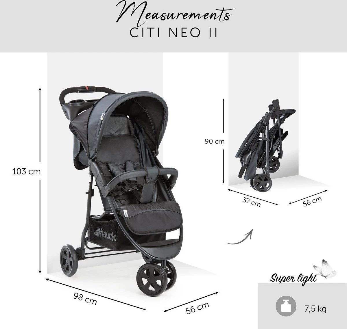 Hauck Citi Neo II Buggy - Caviar/Stone 4 Hauck Citi Neo II Buggy - Caviar/Stone - Afbeelding 2