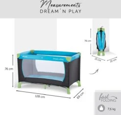 Hauck Dream N Play Campingbedje - Waterblue -Happy Horse Winkel 1200x1139 2