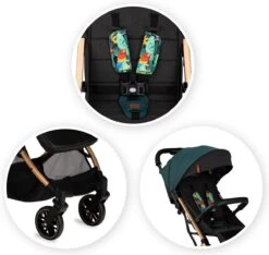 MoMi Wandelwagen - Compacte Lichtgewicht Buggy - Estelle - Green-Gold (geschikt Van 6mnd - 15kg) -Happy Horse Winkel 1200x1139 4