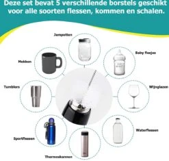 Flessenborstel - Flessenrager - Schoonmaakborstel - Flessenreiniger - 5 Stuks - Kras- En BPA Vrij - Geschikt Voor Alle Oppervlakken -Happy Horse Winkel 1200x1141 1