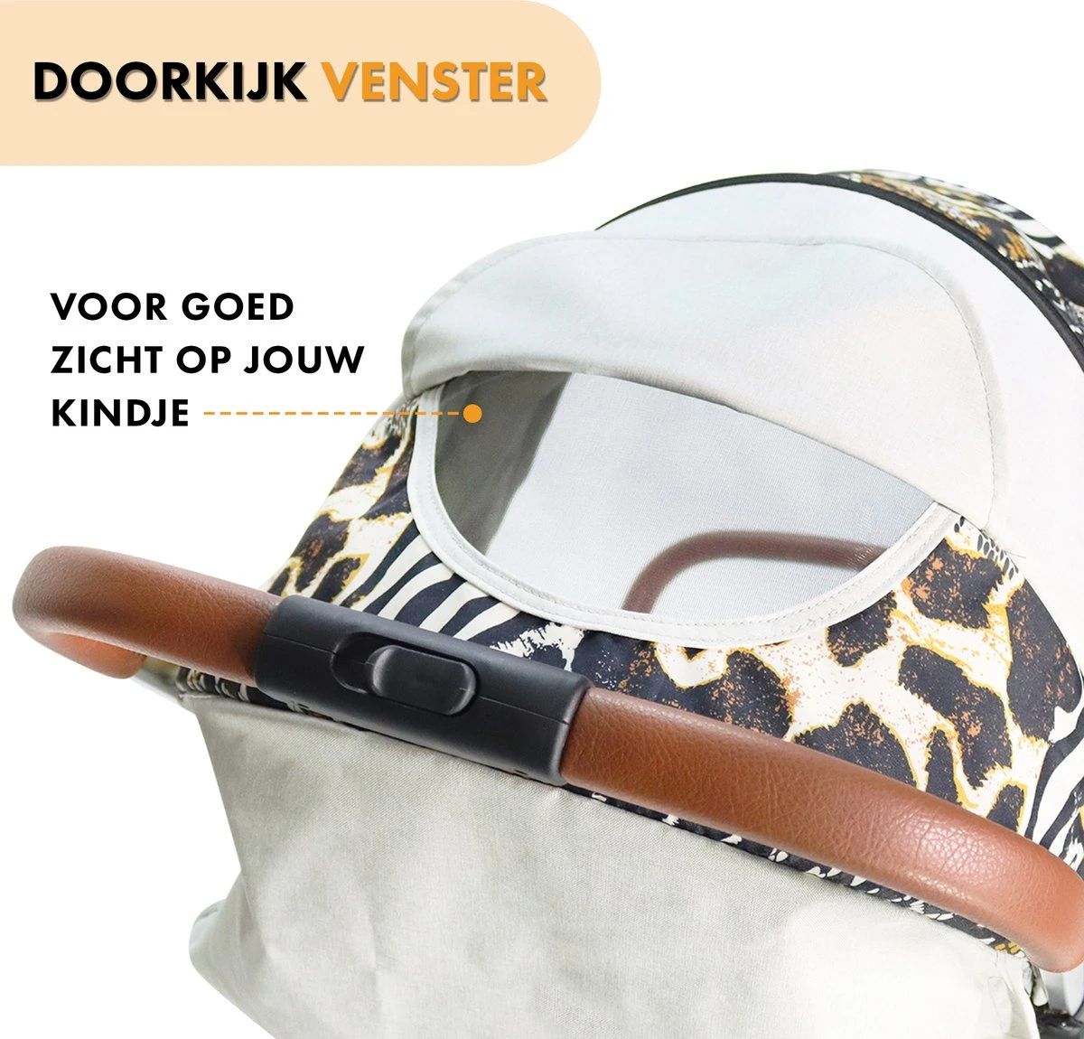Deryan Luxe Rolo Luxe Lichtgewicht Buggy - Zoo Creme 12 Deryan Luxe Rolo Luxe Lichtgewicht Buggy - Zoo Creme - Afbeelding 10