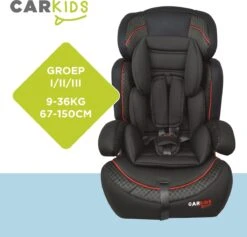 Carkids Verstelbaar Kinderautostoeltje Zwart En Rood | Kinderautostoel Groep 1-2-3 | Kinderen Van 9 Maanden-12 Jaar | 9-36 Kg -Happy Horse Winkel 1200x1150 8