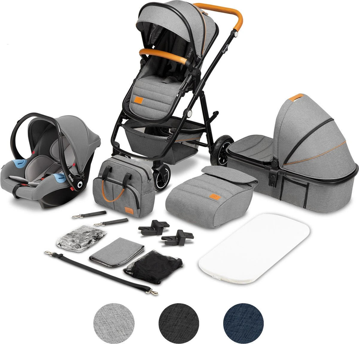Lionelo Amber 3in1 - Kinderwagen - XXL SET - Incl. Autostoel - 0-22kg 3 Lionelo Amber 3in1 - Kinderwagen - XXL SET - Incl. Autostoel - 0-22kg