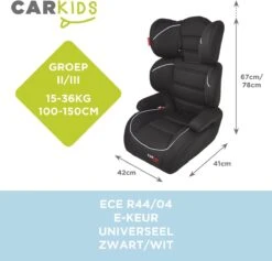 Carkids Verstelbaar Kinderautostoeltje Zwart En Wit | Kinderautostoel Groep 2-3 | Kinderen Van 3,5-12 Jaar | 15-36 Kg -Happy Horse Winkel 1200x1152 5