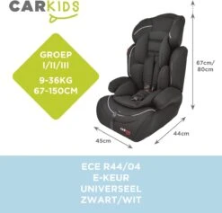 Carkids Verstelbaar Kinderautostoeltje Zwart En Wit | Kinderautostoel Groep 1-2-3 | Kinderen Van 9 Maanden-12 Jaar | 9-36 Kg -Happy Horse Winkel 1200x1152 8
