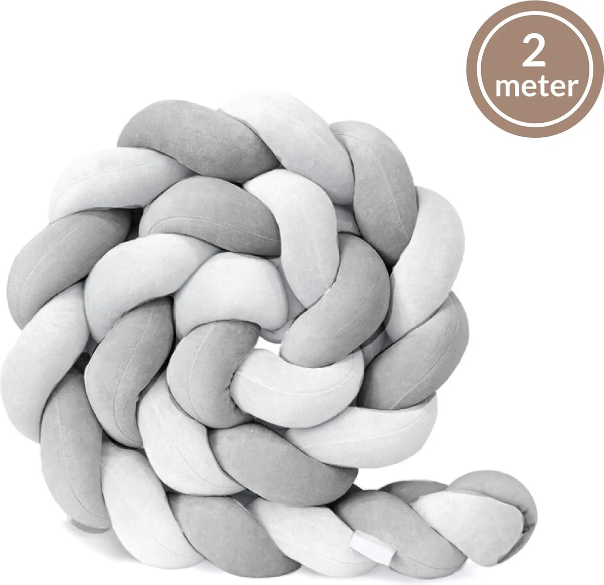 Bedbumper - Bedomrander - Bedbumper Ledikant - Bedbumper Gevlochten - Boxomrander - Babykamer Accessoires - 2 Meter - Katoen - Grijs/wit 3 Bedbumper - Bedomrander - Bedbumper Ledikant - Bedbumper Gevlochten - Boxomrander - Babykamer Accessoires - 2 Meter - Katoen - Grijs/wit