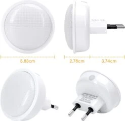 Aigostar 10BA4 - 2 Stuks LED Nachtlampje Stopcontact - Dimbare Nachtlampjes Met Sensor - Nacht Lamp - Kinderen & Baby - Wit -Happy Horse Winkel 1200x1164 1