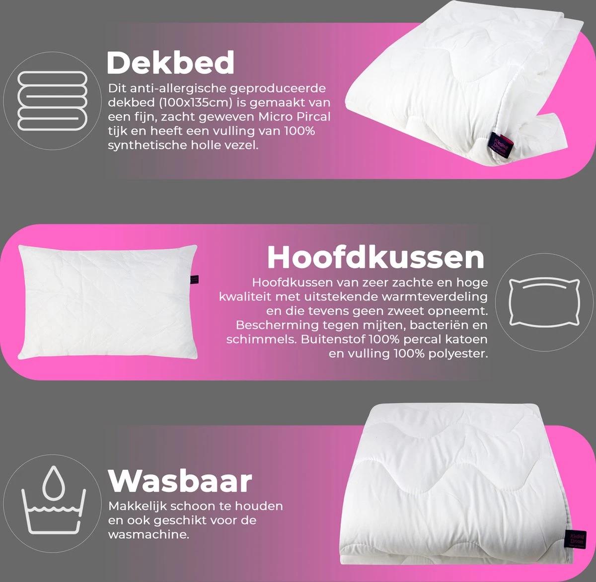 Kinderdekbed 2 In 1 KledingDroom® - 135x100 Cm Dekbed + 40x60 Kussen - Anti-allergisch Wasbaar 7 Kinderdekbed 2 In 1 KledingDroom® - 135x100 Cm Dekbed + 40x60 Kussen - Anti-allergisch Wasbaar - Afbeelding 5