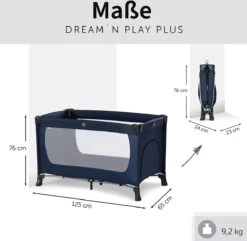 Hauck Dream N Play Plus Campingbedje Set - Met Matras En Muggennet - Navy -Happy Horse Winkel 1200x1173 4