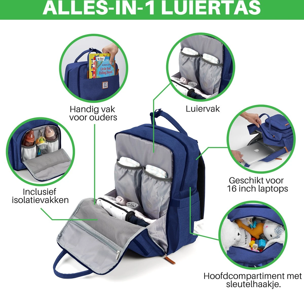 Brisby Slijtvaste Luiertas – Verzorgingstas – Met Buggymontage - Blauw 8 Brisby Slijtvaste Luiertas – Verzorgingstas – Met Buggymontage - Blauw - Afbeelding 6