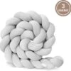 Bedbumper - Bedomrander - Bedbumper Ledikant - Bedbumper Gevlochten - Boxomrander - Babykamer Accessoires - 3 Meter - Katoen - Grijs -Happy Horse Winkel 1200x1184 2
