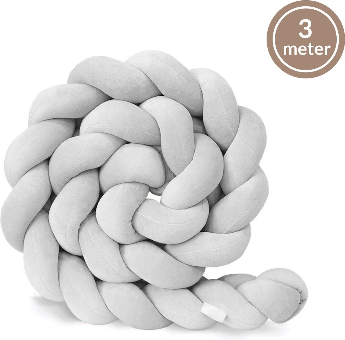 Bedbumper - Bedomrander - Bedbumper Ledikant - Bedbumper Gevlochten - Boxomrander - Babykamer Accessoires - 3 Meter - Katoen - Grijs 3 Bedbumper - Bedomrander - Bedbumper Ledikant - Bedbumper Gevlochten - Boxomrander - Babykamer Accessoires - 3 Meter - Katoen - Grijs