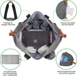 Brisby Slijtvaste Luiertas - Verzorgingstas Groot - Grijs - Inclusief Verschoonmatje - Isoleervakken - Fopspeen Houder - Makkelijk Te Bevestigen Aan De Kinderwagen -Happy Horse Winkel 1200x1189 7