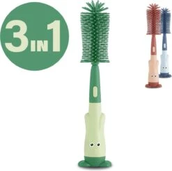 Baby Flessenborstel - Flessenreiniger - Flessenborstel Siliconen - Flesvoedingsaccessoires - BPA Vrij - Groen - 3 In 1