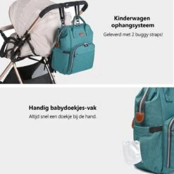Miss Lulu Luiertas Rugzak - Inclusief Buggy En Kinderwagen Haken - Groen (E6705 GN) -Happy Horse Winkel 1200x1200 1088