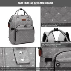 Miss Lulu Luier- En Verzorgingstas Rugzak - Grijs (E6705 D2-GY) -Happy Horse Winkel 1200x1200 1107