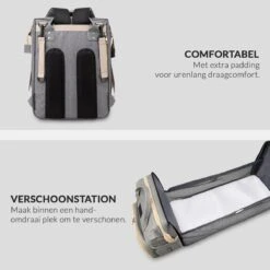 Buxibo 2-in-1 Luier- En Verzorgingstas - Inclusief Verschoon Matje - Baby Rug Tas Met Isoleervak - Diaper Backpack Bag - Reis Rugzak Inclusief Buggy En Kinderwagen Haken - Grote Capaciteit - -Happy Horse Winkel 1200x1200 1114